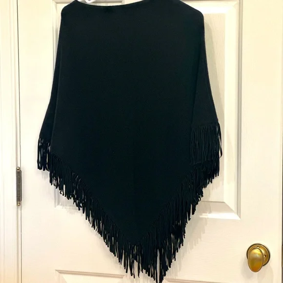 Beryll Los Angeles Cashmere Leather Fringe Cape